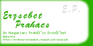 erzsebet prahacs business card